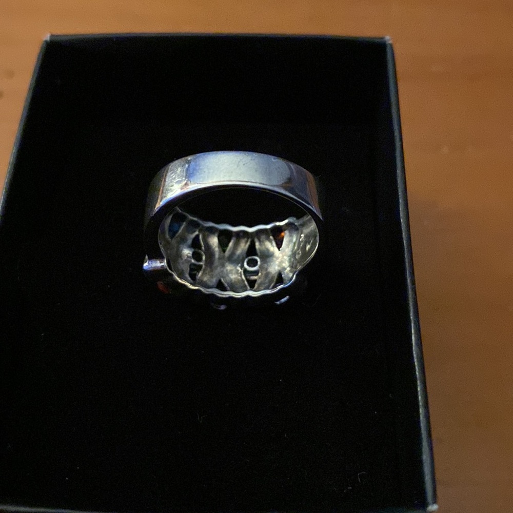 925 Silver Multi Gemstone Ring Size 8 - image 4